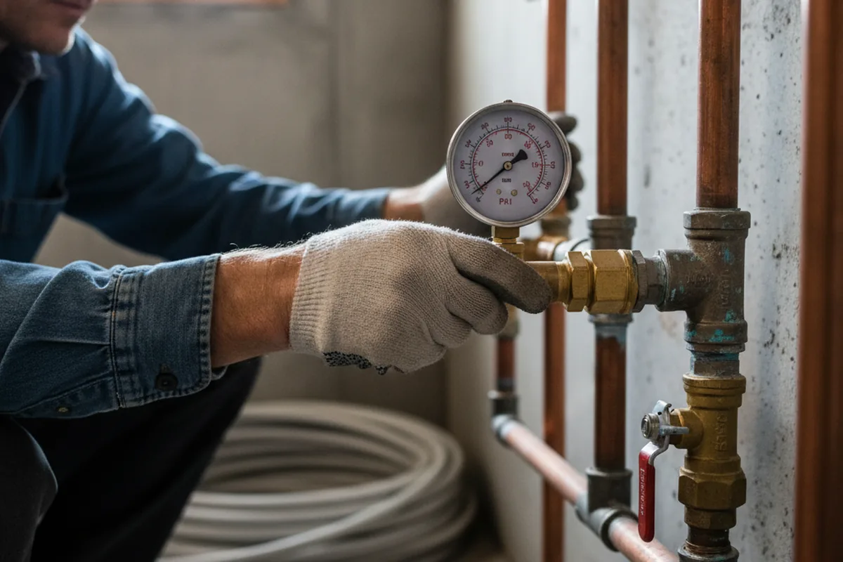 Pressure testing a repaired line during Water Line Repair in Topton